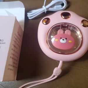 Paw Hand Warmer with Wrist Strap And UBS Charger Pink And Rose Gold NIB